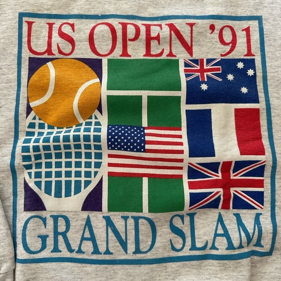 US Open '91 Grand Slam Gray Sweater Vintage - Picture 4 of 7